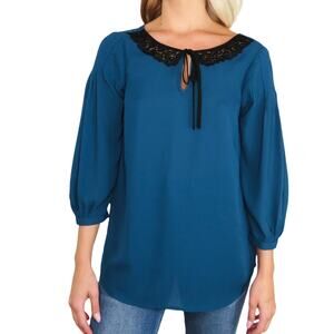 Disney by Lauren Conrad Teal Blue Peter Pan Collar Blouse Small Retro Twee